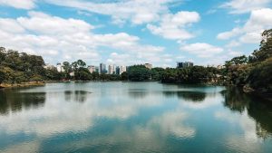 Vista do Parque Ibirapuera, um parque que faz divisa com alguns dos melhores bairros onde ficar em São Paulo.