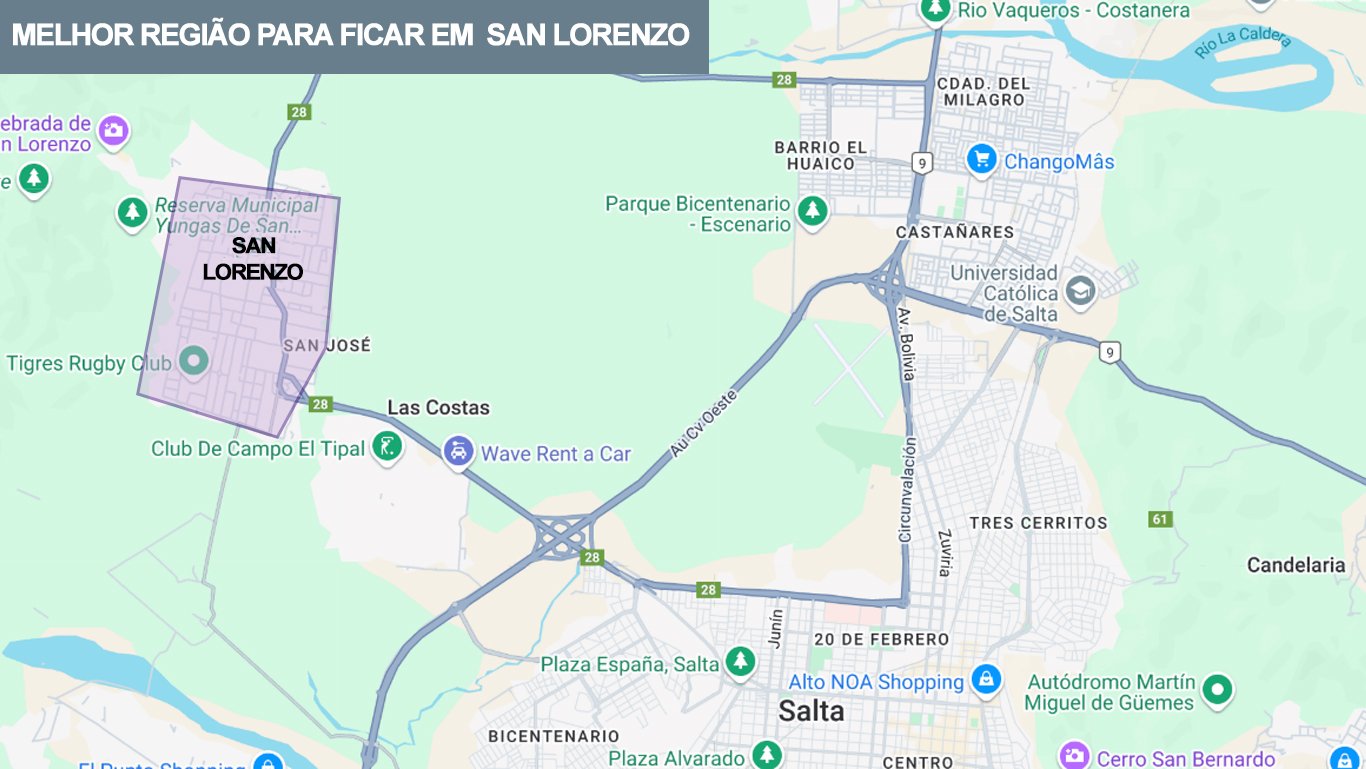 onde-ficar-em-salta--san-lorenzo-1 Mapa demarcando em roxo a melhor região para ficar em San Lorenzo, Salta.